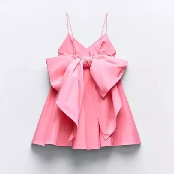 Zara bow back taffeta mini dress - Picture 7 of 11